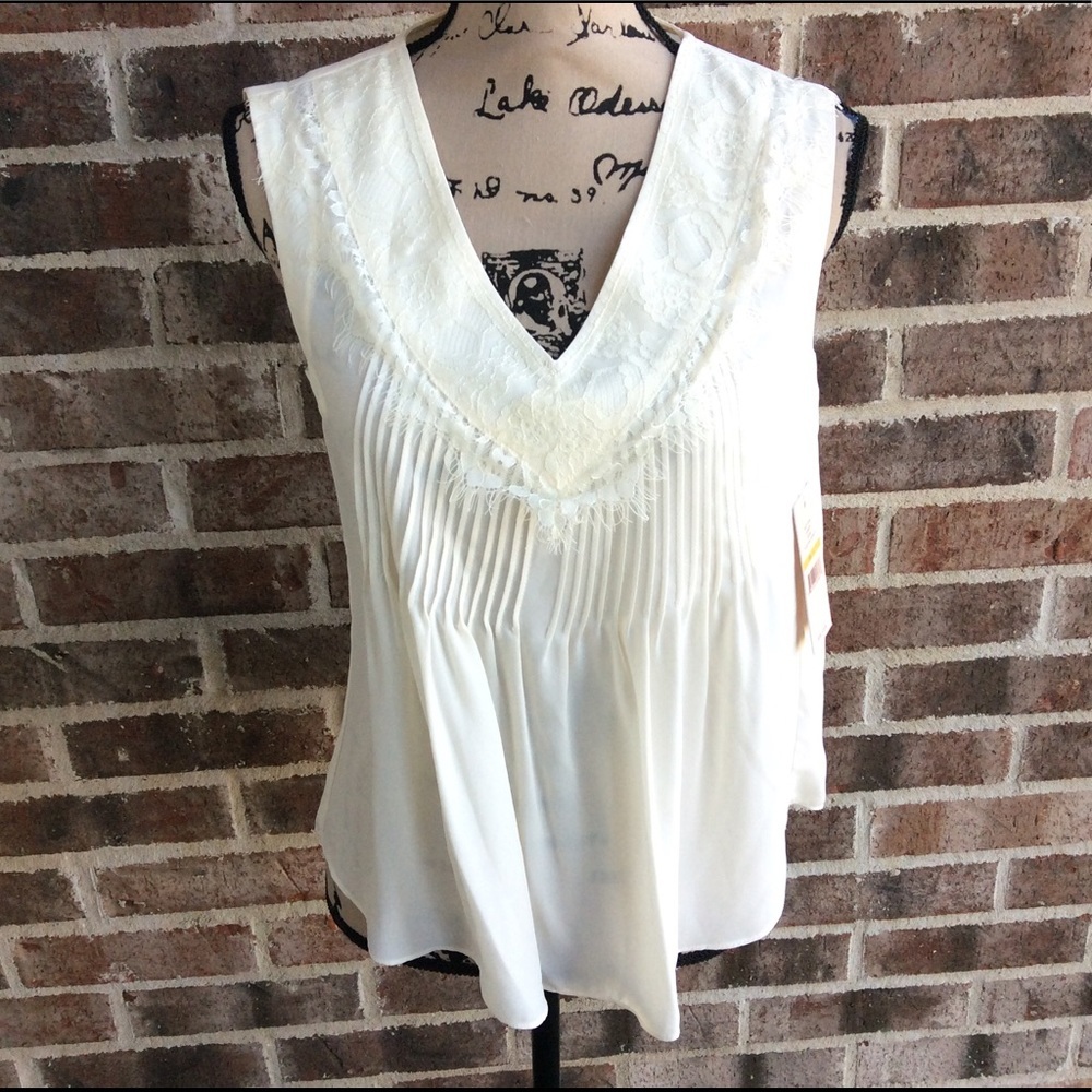 Nanette Lepore Sleeveless Lace Trimmed Top